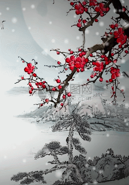 梅花雪中国风背景图片