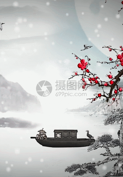 梅花雪中国风背景图片