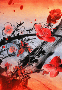 红梅赞中国风红色背景图片