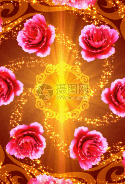 新年旋转喜庆牡丹花背景素材