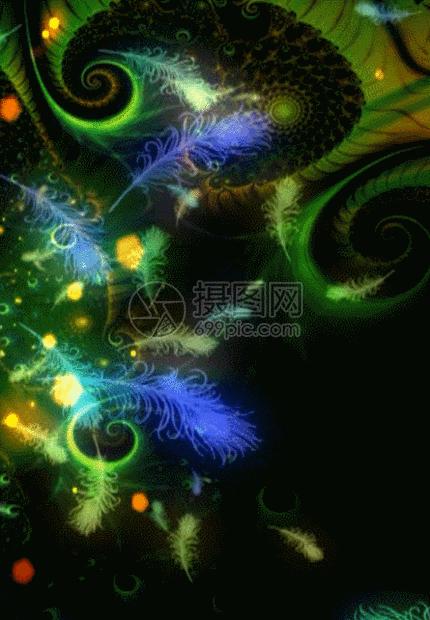 gif动图 动态背景 羽毛孔雀月色竹林舞蹈背景.gif