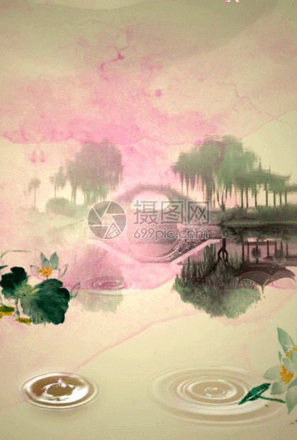 gif动图 动态背景 江南水乡蝴蝶花瓣中国风背景.gif