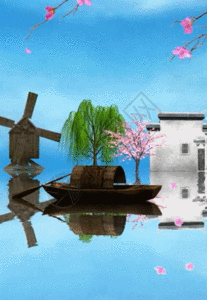 江南水乡中国风背景图片素材