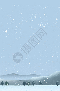 唯美雪景插画清新冬天背景设计图片