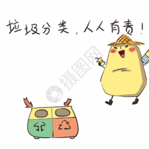 生活垃圾分类表示小土豆卡通形象表情包gif高清图片