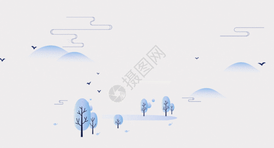 雪景插画冬日插画GIF高清图片