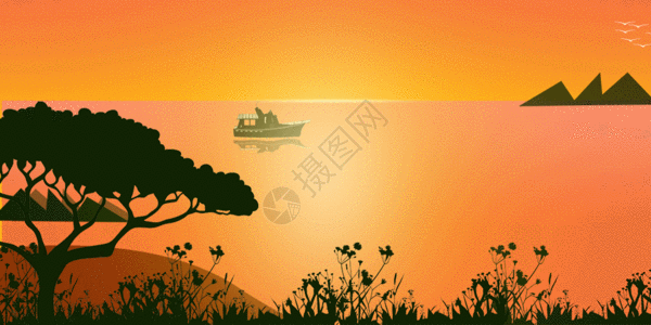 渐变风景插画gif图片素材