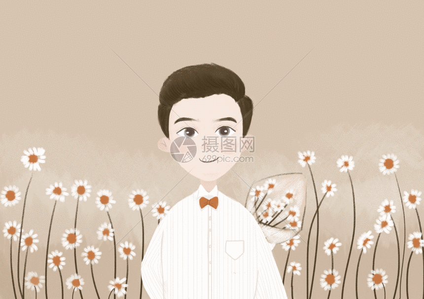 雏菊男孩gif动图图片-正版gif素材401043982-摄图网