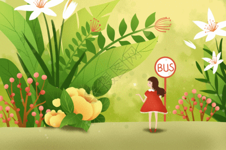 春天里的车站gif图片素材