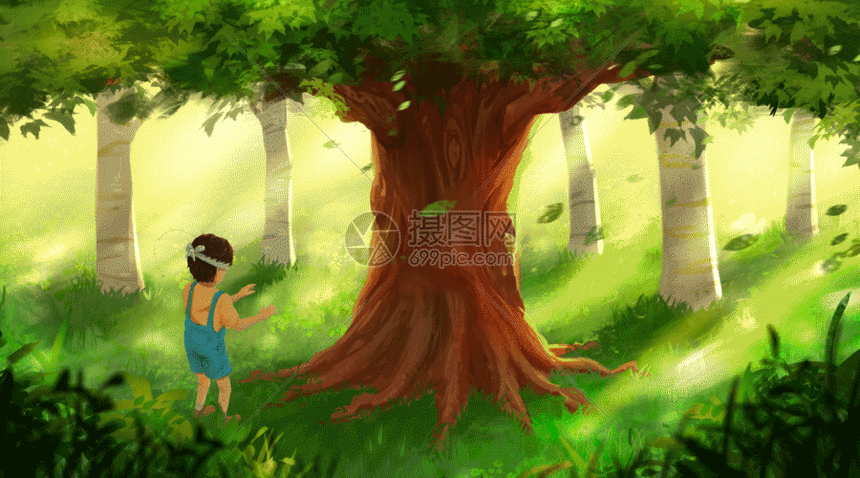 gif动图 插画动图 春天玩耍的孩子gif.psd,gif