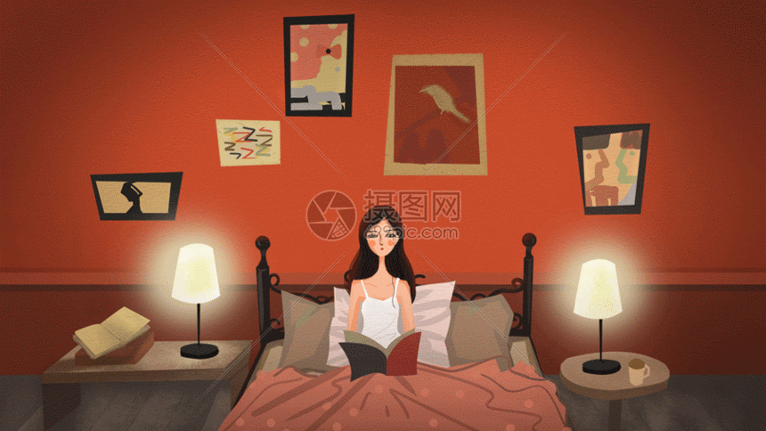 爱读书的少女gif动图图片-正版gif素材401047441-摄