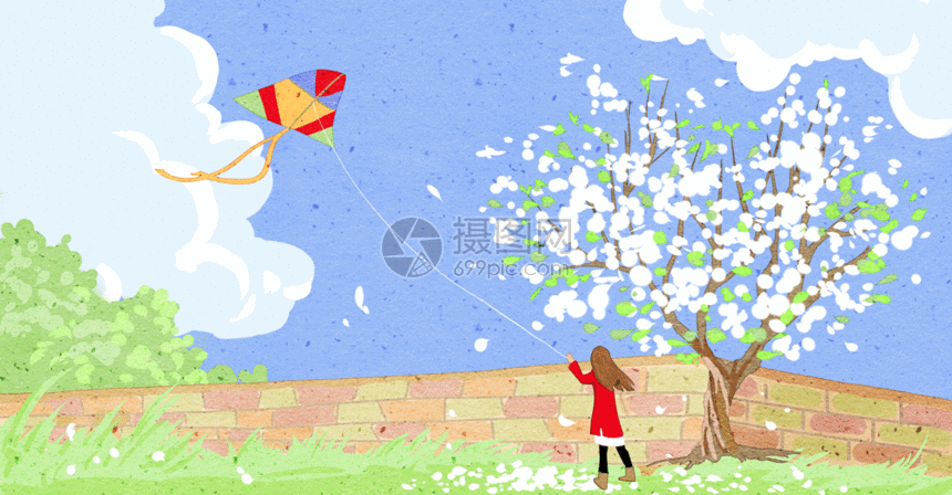 gif动图 插画动图 放风筝gif.psd,gif 860_448