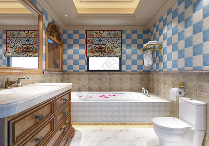 美式复古浴室背景图片