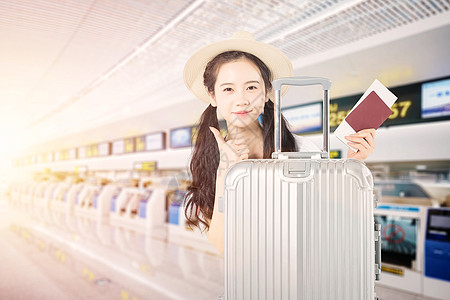 行李箱旅游美女美女旅行设计图片