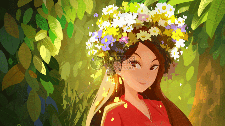 gif动图 插画动图 春日女神gif.psd,gif 860_483