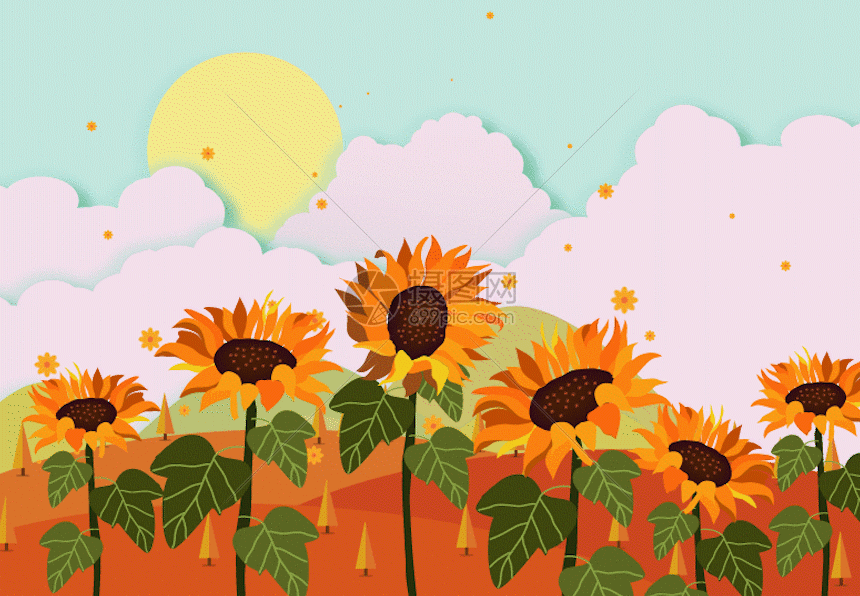 向日葵的秋天gif动图图片-正版gif素材401070327-摄