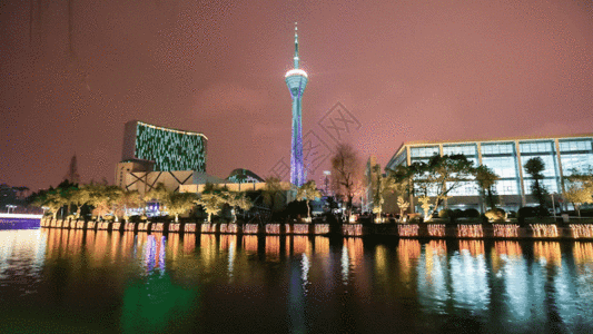 河流夜景城市夜景GIF高清图片