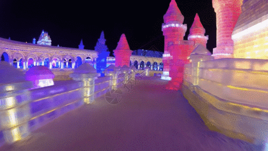 哈尔滨冰雪旅游哈尔滨冰雕展GIF高清图片