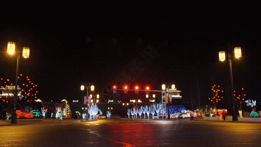 圣诞节夜景城市夜景车辆延时GIF高清图片