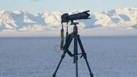 摄像镜头摄像机单反海边拍摄GIF高清图片