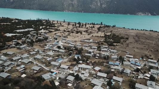 西藏林芝结巴村航拍GIF图片