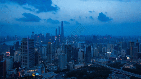 布达拉宫夜景上海城市延时拍摄GIF高清图片