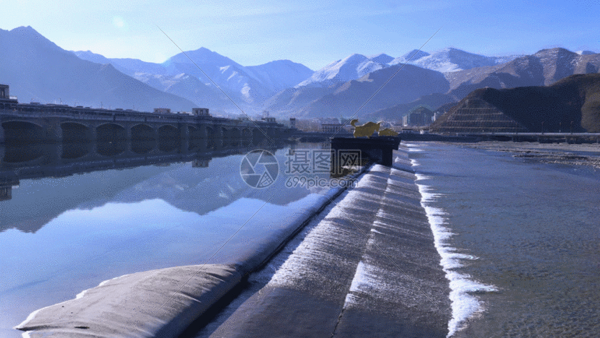 gif动图 实景动图  拉萨河晨光延时gif.gif