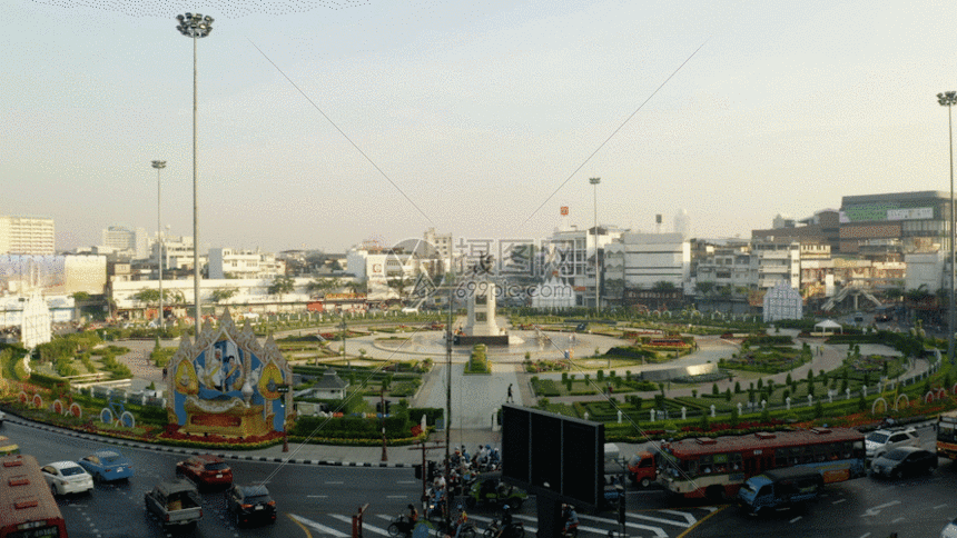 航拍泰国曼谷城市中心广场gif动图图片-正版gif素材