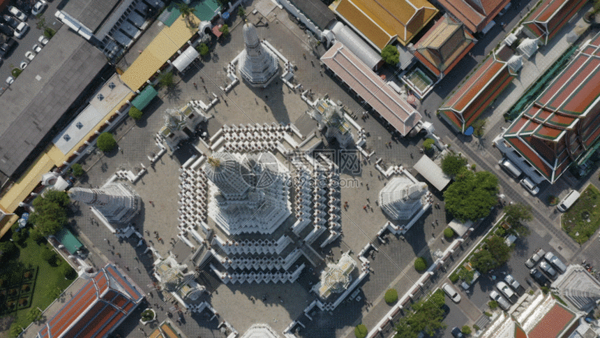 gif动图 实景动图  无人机航拍泰国曼谷湄公河寺庙宫殿gif.