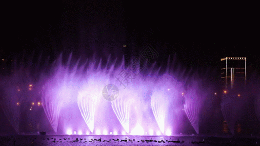 激光投影大型喷泉灯光表演秀GIF高清图片
