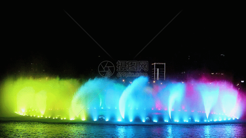 大型喷泉灯光表演秀gif