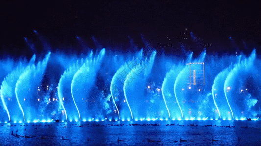 大型喷泉灯光表演秀GIF高清图片