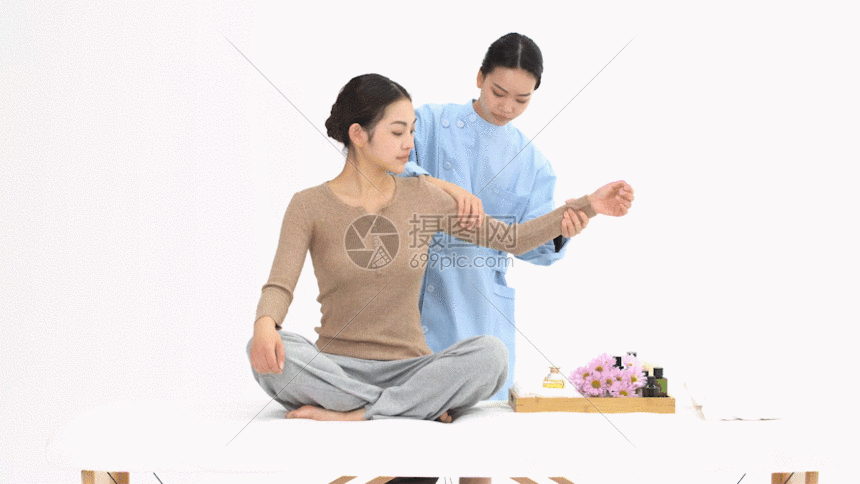 女性技师胳膊按摩护理gif