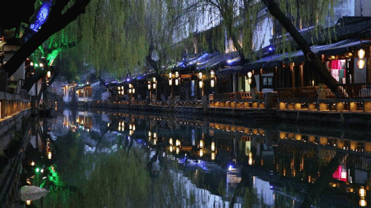 河流夜景江南夜景风貌GIF高清图片