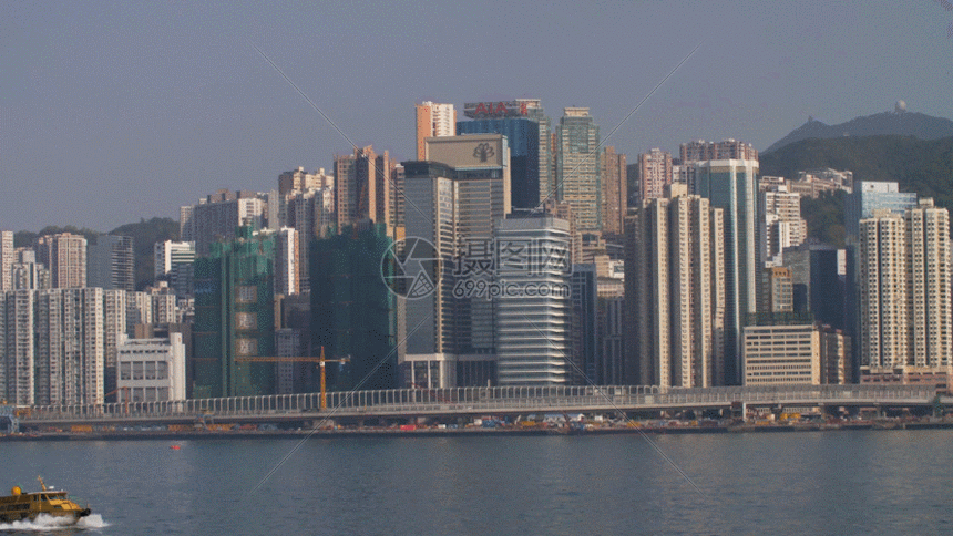 gif动图 实景动图  香港商业中心维多利亚港快艇gif.gif