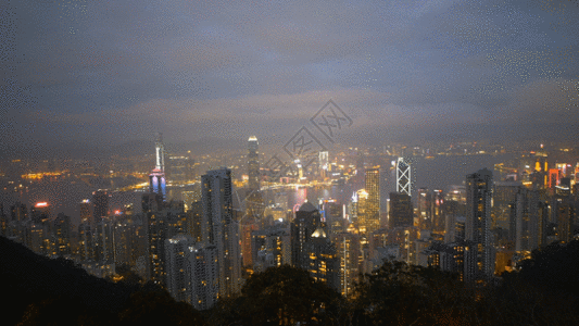 香港美食街香港夜景GIF高清图片