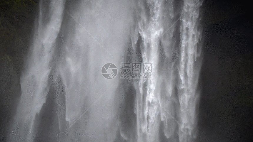 新疆公格尔雪峰瀑布实拍gif动图图片-正版gif素材-摄