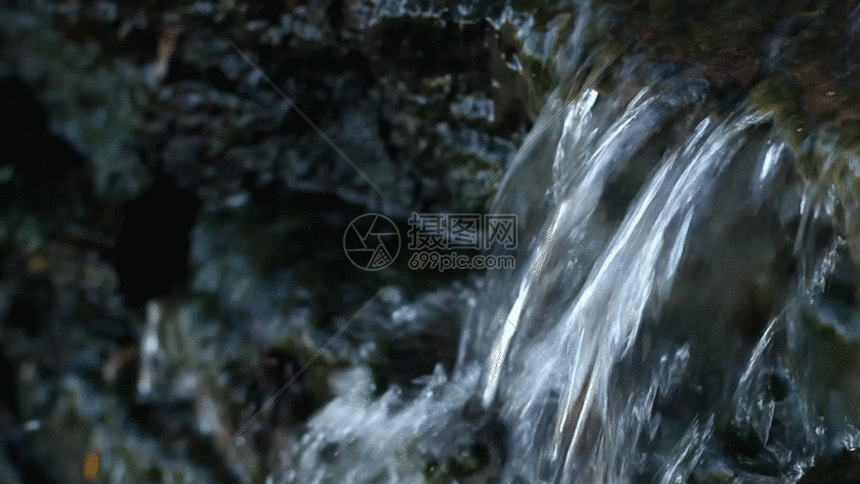 小溪河流水流实拍视频gif动图图片-正版gif素材-摄