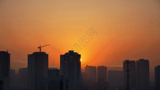 城市 阳光日出延时GIF高清图片