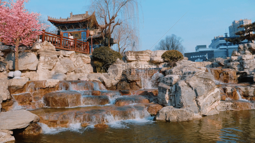 西安曲江寒窑湖面gif动图图片-正版gif素材401087924