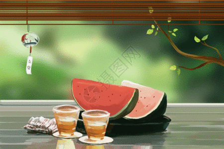 麻小夏天的西瓜高清图片