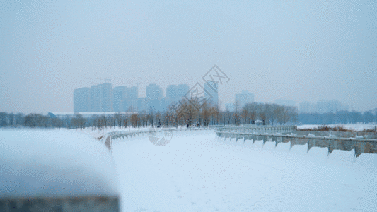 宁静湖面冬天雪景GIF高清图片