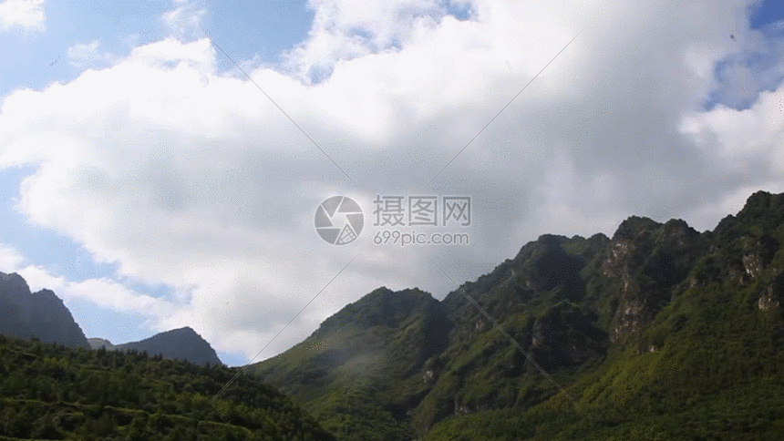 蓝天白云翠山延时摄像gif
