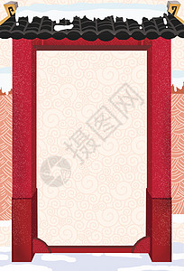 门复古中国风背景设计图片