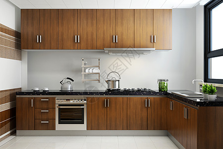 木纹柜子现代简约厨房设计图片