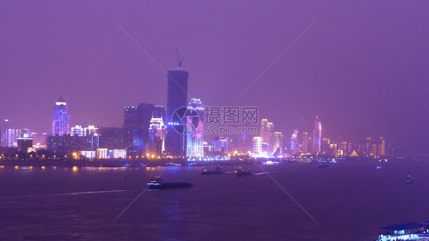 武汉长江口夜景延时gif动图图片-正版gif素材-摄