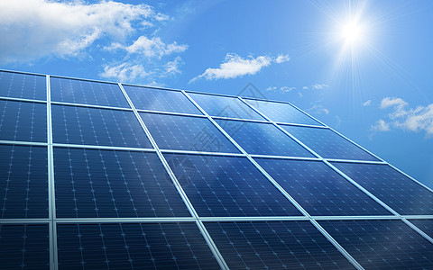 清洁能源太阳能板发电场景设计图片