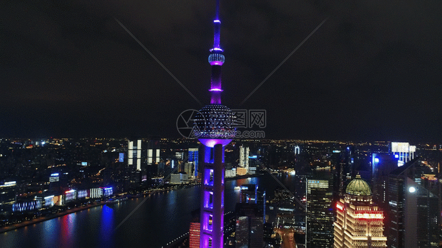 航拍外滩东方明珠大景gif