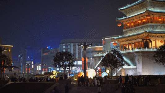 西安钟楼夜景GIF图片