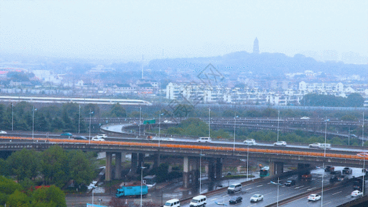 实拍城市高架立交桥GIF图片